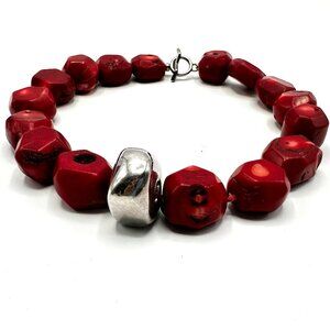 Extra Chonky Coral and Sterling Silver 16" Necklace – Vintage 1990s Y2K — EUC
